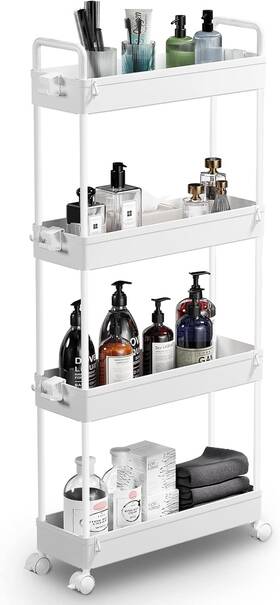 Sosc401-w Solejazz Slim Rolling Storage Cart With Wheels 4 4-tier 4.76 Inch D White Sosc401-w Solejazz Slim Rolling Storage Cart With Wheels 4 4-tier 4.76 Inch D White
