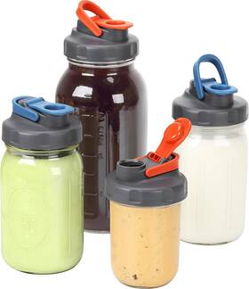 Soligt35flipcap Soligt 4 Pack Mason Jar Lids Upgraded-4 Pcs Wide Mouth Red And Blue