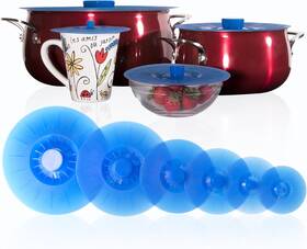 Solutions 711181133837 Silicone Lids Extra Large Blue Set Of 6 Sturdy Suction Seal Covers. Universal Fi