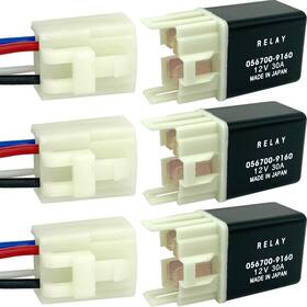 Sonzrod 056700 3-pack 056700-9160 Relay With Sockets 30a 12vdc 4-pin Spst Automotive Re