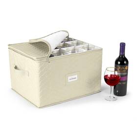 Sorbus 192405002540 Stemware Storage Chest - Deluxe Quilted Case With Dividers Service F