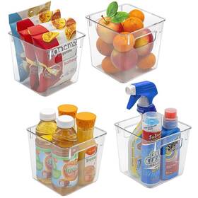 Sorbus 192405014055 4pk Small Square Fridge Bin With Handle Clear Sorbus 192405014055 4pk Small Square Fridge Bin With Handle Clear