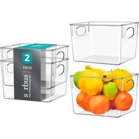 Sorbus 192405014062 Plastic Storage Bins Clear Pantry Organizer Box Bin Set Of 2
