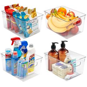 Sorbus 192405014079 Plastic Storage Bins Clear Pantry Organizer Box Bin Set Of 4