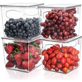 Sorbus 192405376344 Clear Plastic Organizer Storage Bin Containers With Handle And Lid For