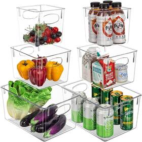 Sorbus 192405387098 Clear Plastic Storage Bin Container Set Organizer For 6-pack