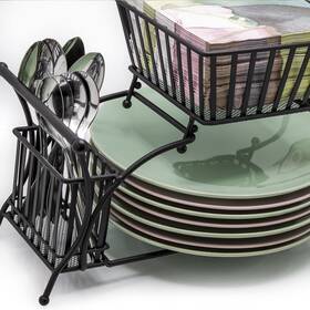 Sorbus 816485023744 Utensil Buffet Caddy - Includes Napkin And Plate Black