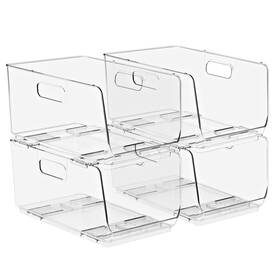 Fr-obmd4a Sorbus Stackable Storage Bins Open Front - Clear Pan