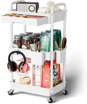Sn-uc-01 Sorgion 3 Tier Rolling Cart Organizer Laundry Room Bathroom 3tier-white White