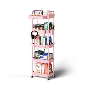 Snuc5 Sorgion 5 Tier Rolling Cart Organizer Bathroom 5tier-pink Pink