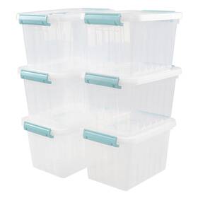 Sosody 769891071703 6 Quart Plastic Clear Storage Bins With Lids Small Latch Boxes