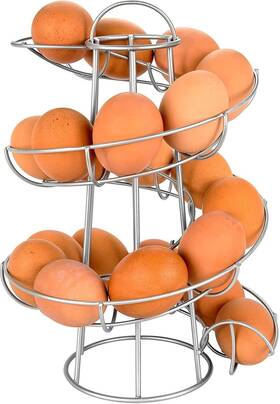 Sh-10159 Southern Homewares Egg Skelter Deluxe Modern Spiraling Dispenser Rack Silver