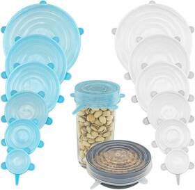 Sh-10316-12 Southern Homewares Silicone Reusable Stretch Lids For Food Blue / White