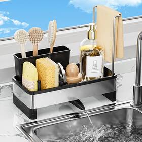 Sovgizf 331621059056 Sponge Holder For Kitchen Sink Caddy Organizer With Removable Brush Hold