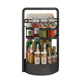 Spc01 Sovgizf 2 Tier Rotating Spice Rack Organizer With Paper Towel Holder Lazy Susan Turn