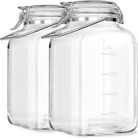 Sovietiep 765123108650 1.5 Gallon Glass Jars With Airtight Lid Mason Wide Mouth W Clear