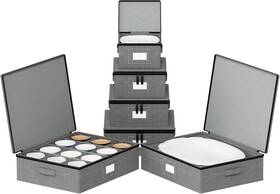 Cqsn-sa01-5p1m Spaceaid Storage Containers 6 Pack Stackable Hard Shell Cases For Dishes And Mugs Grey