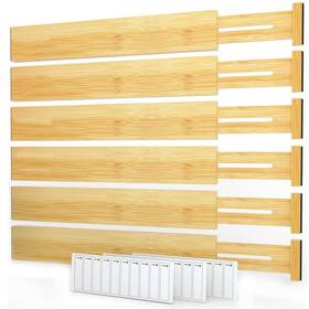 Zzb-pt6-l Spaceaid Bamboo Drawer Dividers With Labels Kitchen Adjustable Dra... Fast Ship