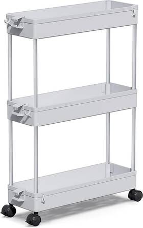 Spksc301g Spacekeeper Slim Rolling Storage Cart 3 Tier Organizer Laundry Gray