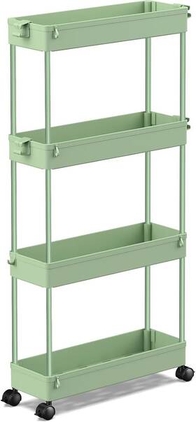 Spksc401gn Spacekeeper Slim Rolling Storage Cart 4 Tier Bathroom Organizer Utility Green