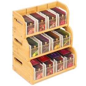 Spopsood 799093211096 Bamboo Tea Bag Organizer 3-tier Holder Storage Stackable P