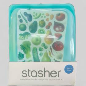 Stasher 816990013803 Silicone Reusable Storage Bag Half 1/2 Gallon - 64 Oz Aqua Color