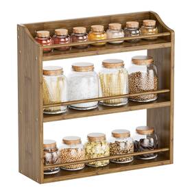 Sr7t Stellstar Spice Rack For Countertop Bamboo Seasoning Jars Organizer Shelf Wall Mo