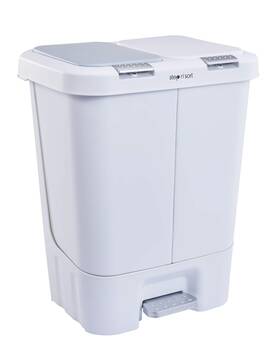Sns402-w Step N Sort 40l Dual Trash Can Push Top And Slow Close Lid With Removable Bins