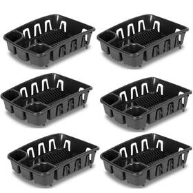 06229004f Sterilite 6pack Dishrack And Drainboard All-in-one Inclined Base For Draining Black