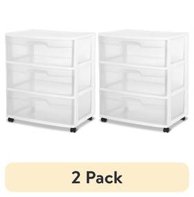 2930-80 Sterilite Wide 3 Drawer Cart White