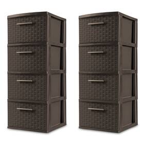 26406p02 Sterilite Corporation Drawer Weave Tower Plastic Espresso Set Of 2