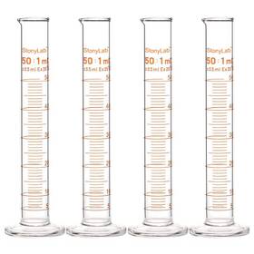 Cylinder-50ml-4pk-glass Stonylab 843798108912 4-pack Borosilicate Glass 50ml Heavy Wall Graduated Cylinder Measuri