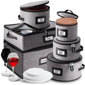 Storagebud 840284502223 Fine China Storage Containers Hard Shell 6 Piece Dish Stackab