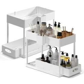 Storagebud 840284518187 2 Tier Under Kitchen Sink Organizer With Sliding