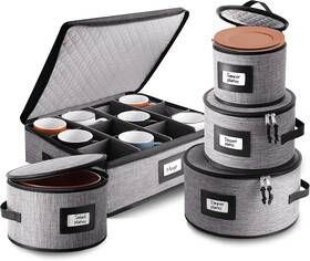 Sb-hds-04-nw Storagebud Fine China Hard Shell Dish Organizer - 5 Piece Stackable Mug And Plate Storage C