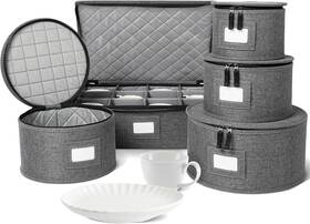 Storagelab 744110508291 China Storage Set Hard Shell Plate Organizer With Dividers 5-pc Gray