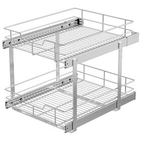 Storking 653871683942 2 Tier Pull Out Cabinet Organizer 18 Inch W X 22 D Slide Drawers For Kitche