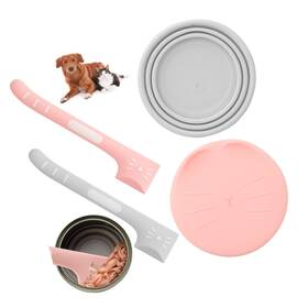 243932-us Strendier 4 Pcs Cat Food Lid And Spoon Set Universal Size Can Covers Lids