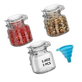 Strendier 739426419263 3pcs 3.4oz Small Airtight Glass Spice Jars With Lids And Clip Top Strendier 739426419263 3pcs 3.4oz Small Airtight Glass Spice Jars With Lids And Clip Top