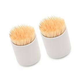 Strendier 934681498143 2pcs Simple Pure White Porcelain Toothpick Holder Dispenser For Home Kitchen