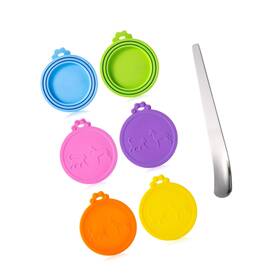 Lids-326 Strendier 6pack Pet Food Can Cover Lids With Stainless Steel Spoon For Cat Dog Canned F