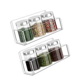 Spice-02 Strendier Acrylic Spice Rack Wall Mount-6 Inch Clear Shelf Storage Holder 2 Pac