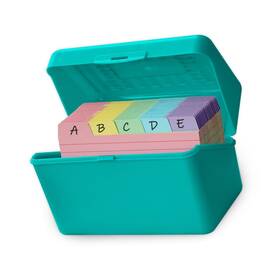Syk-02tz-green Strendier Olivo 3x5 Index Card Holder Box With 100 Cards Dividers Tabs 3 Inch X 5 Teal