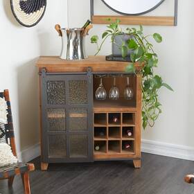 Studio 350 196094012743 Brown Fir Industrial Standing Wine Rack - 32 X 16 33 Orange