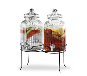 410411-rb Style Setter Canyon Glass Beverage Dispenser With Stand Set Of 2-1.3 Gallon D