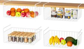 Sy-hb-042 Sufauy Under Shelf Basket Hanging Cabinet Wire Storage 4 Pack White