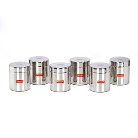 Flub7-6pc Sumeet Stainless Steel Small Canisters/jars/ubha Dabba/storage Containers Set