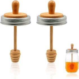 Sk262us Sun3drucker 2pcs Wooden Mason Jar Honey Dipper With Lids Set - 2x Dippers Sk262us Sun3drucker 2pcs Wooden Mason Jar Honey Dipper With Lids Set - 2x Dippers