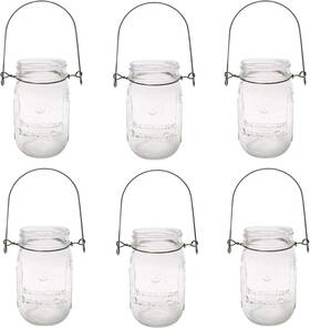 Sunshine Mason Co. 744539805711 Pint Sized Glass Jars With Hanger Handles Set Clear