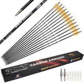 Sunya 791684727269 12-pack 30 Inch Carbon Arrows Spine 500 Or 400 For 40-60 Lbs Bows S